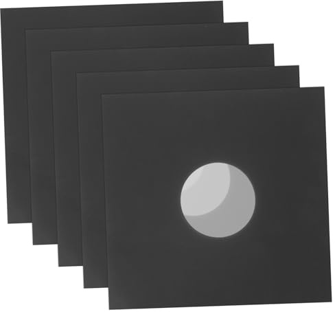 TOGEVAL Custodie Protettive per Conservazione Sicura per Dischi in Vinile 6 Pezzi Apertura Ragionevole da 12 Pollici in Carta Kraft Nera Resistente