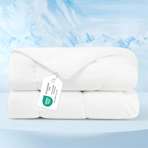 Bedsure Cooling Blanket Single Duvet - Coverless Quilt, White, 135x200cm | Lightweight Duvet for Hot Sleepers, Summer Cooling Quilt with Dual-Sided Cool Tech, Soft Breathable Comfort for Sleeping