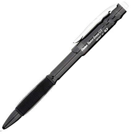Pentel Twist-Erase GT, 0.7mm, Mechanical Pencil Transparent Black, Box of 12 (QE207A)