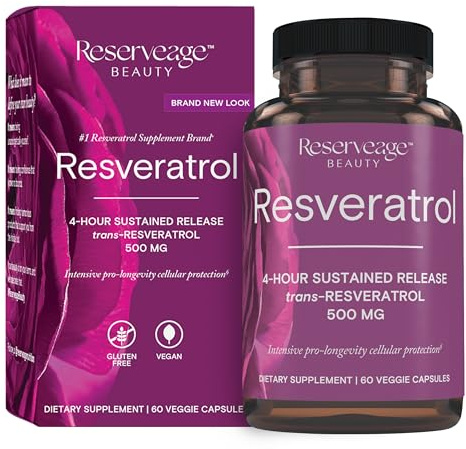 Reserveage Beauty Resveratrol 500 mg, Antioxidant Supplement, 60 Capsules