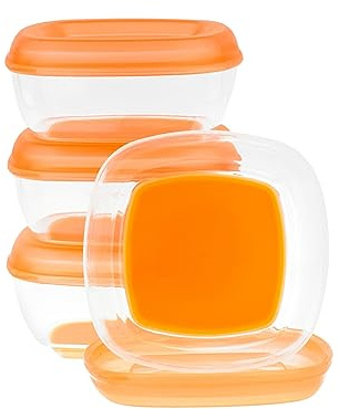 Vital Baby Gefrierschalen mit Deckel/Frischhaltebox für kleine Portionen z.B. Kräuter, Hefe - Mini-Tiefkühldose für praktische Portionierungen, mit weichem Boden einfach herausdrücken 90ml, 4 Stk