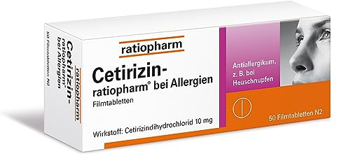 Cetirizin-ratiopharm bei Allergien: Lindert allergische Symptome bei Heuschnupfen, ganzjährigem Schnupfen und Nesselsucht 50 Tabletten