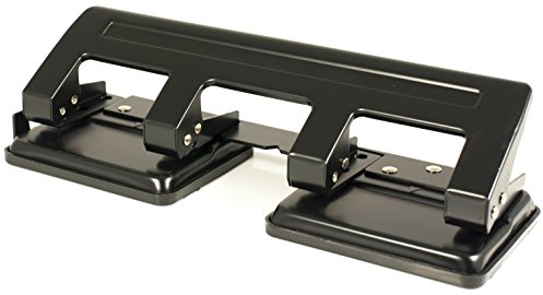 Pavo - Premium 4-fach Locher mit Anschlagschiene für 20 Blatt, schwarz, 8036554