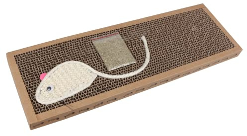 Nobleza - Cat Scratching Board with Sisal Play Kitten Scratch | Corrugated Card Board with Free Catnip,(38 * 12.5 * 1.8) cm
