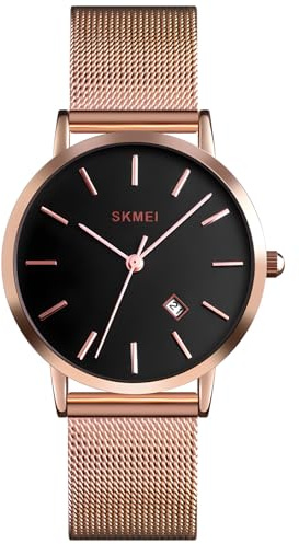 MASTOP Women's Quartz Watches Ultra-Thin Gorgeous Simple Petite Wrist Watches Small Dial Mesh Steel Bracelet (X Rose Gold)