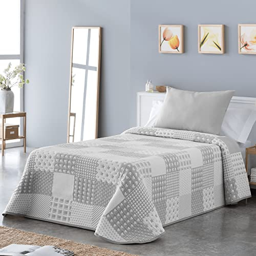 VIALMAN Couvre-lit léger Bouti Sofia 21 pour lit Double de 160 cm | Couvre-lit 160 | Taille du Quilt 250 x 270 cm, Couleur Gris