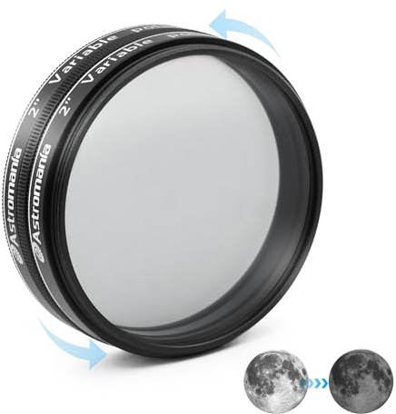 Astromania Telescope Filter, 2 Inch Variable Grey Polarizing Filter, Variable Polarizing Moon Filter for Astronomical Telescope & Eyepiece, Telescope Accessory with Adjustable 1-40% Light Transmission
