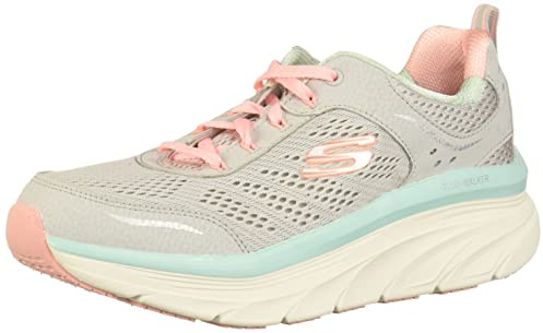 Skechers Damen D'lux Walker Infinite Motion Sneakers, Gray Leather Mesh Coral Mint Trim, 39 EU