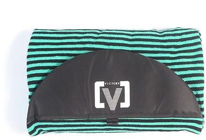 VICTORY Classic Retro Terry Longboard/Mini-Mal Sock Cover - Lightweight Stretch Surfboard Bag, Protective Poly Nose – Soft Breathable Terry Towel Stretch Sleeve/Case (Black/Green, 7.2)