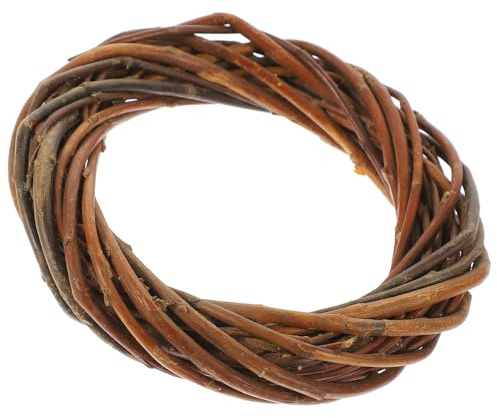 VILLCASE Corona de mimbre natural de 12 cm, corona de ramas de vid, guirnalda floral, aro de Navidad, ramita de ratán, corona colgante para boda, manualidades, decoración
