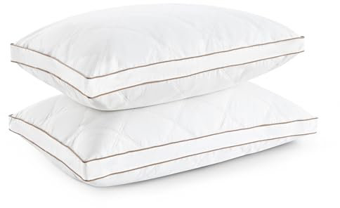 Deodar Almohadas de Plumas y Plumon 46x66x5cm | 2 Piezas Almohadas de Cama Almohada de Soporte Medio | Funda 100% Algodón Orgánico | Lavable | Certificación Öko-Tex y RDS