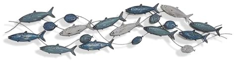 Väggdekor metall fisk fisk 3D fisk väggskulpturer stor skola av fisk väggkonst modern strand tema fisk hav A