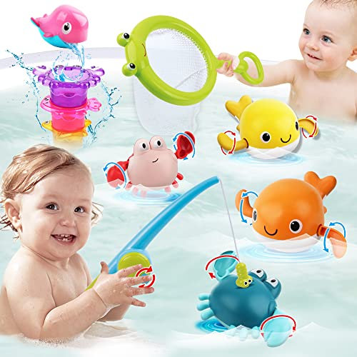 Magnetic Fishing Bath Toys for Kids 1-3 Bathtime & Pool Game Set with Pole & Net Toddler Water Toys for Boys Girls Birthday Gifts Age 2 3 4