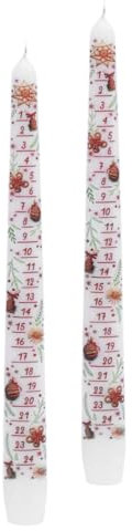 2 Stück Adventskalenderkerze lackiert weiß Ø 22 x H 290 ' 24 Tage Kerze' Weihnachtskerze Adventskalender
