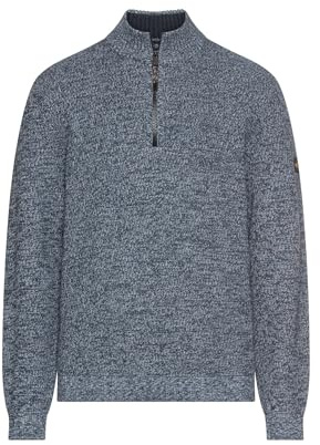 camel active Men's Knitted Troyer with Mottled Structure, Blue (ink blue), 6X-Large