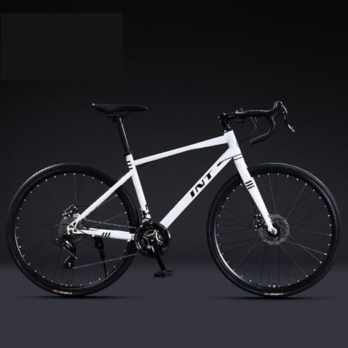 LETIANZG Bicicleta de Carretera for desplazamientos Diarios Ruedas 700C, Cambio de 27 velocidades, Frenos de Disco Dobles, Bicicleta de Carreras con Cuadro de Acero de Alto Carbono liviano for Hom