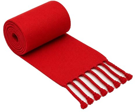 Fajín San Fermín Rojo con Flecos, Algodón, 2,5 m Largo x 12 cm Ancho, Faja Tradicional Española para Fiestas, Hecho en España
