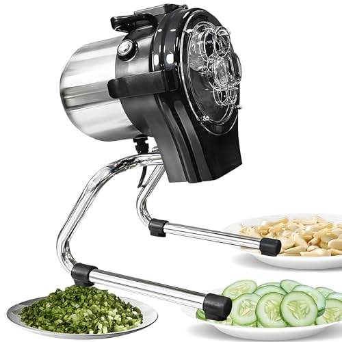 Drmoxin Cortadora De Verduras Comercial, Picadora De Verduras Multifuncional, Grosor Ajustable De 1 a 5 Mm, 6000 RPM De Alta Velocidad,para Restaurantes Y Cocinas Domésticas,110CL
