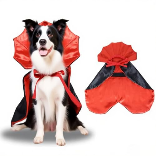 Halloween Dog Vampire Costume, Halloween Pet Costumes for Middle Small Dogs Devil Cape Cloak Costume, Funny Middle Dog Costumes, Halloweens Pet Cosplay Party Supplies Accessories – 40cm Back Length