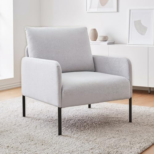 chairus Petit Canapé 1 Place Moderne Design, Fauteuil de Salon avec Pieds en Métal, Fauteuil Scandinave en Lin pour Salon Chambre Bureau, Beige