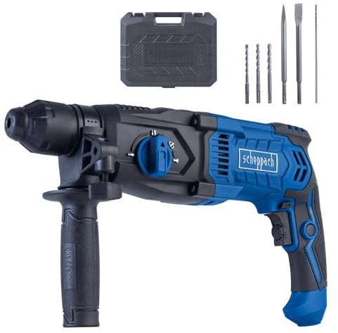 Scheppach Marteau perforateur 4 en 1 électrique 1050W DH2260-3J - SDS-Plus - jusqu'à 5500 bpm - 1230 tr/min - poignée pivotante à 360°