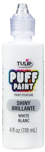 Tulip Puff Fabric Paint , Permanent Craft Paint for Clothes, DIY Projects, Notoxic, 4 fl oz, Shiny White