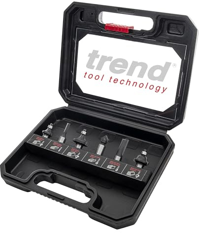 Trend 6 Piece Router Bit Starter Set, 1/4 Inch Shank, Tungsten Carbide Tipped, Storage Case Included, SET/SS11X1/4TC