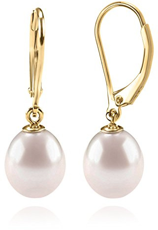 PAVOI Drop Earrings for Women, 14K Gold Plated, Yellow Gold, Size 9, Pearl