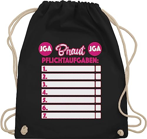 Turnbeutel Rucksack - Junggesellenabschied Frauen - JGA Braut Pflichtaufgaben - Unisize - Schwarz - beutel brauttaschen bachelorette party juterucksäcke aufgaben junggesellinnenabschied outfit