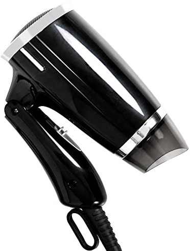 Travel Hair Dryer Folding Compact Blow Dryers Portable Small Professional with 3 Heat Settings Lightweight Mini 8x7inch Low Noise (Black)