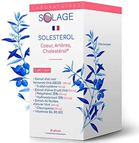 Ail Noir et Olivier - Coeur et Artères - Extraits Brevetés Solesterol - Action Supérieure Démontrée - Fabriqué en France, 60 gélules