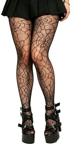 XIUSEMY Women Sexy Tights Fishnet Stockings Patterned Tights Thigh-High Black Socks Lace Leggings Pantyhose(ZZ,M)