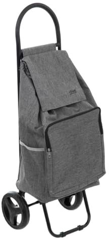 5 five simply smart 5five - Carrito de la Compra metálico Gris de 2 Ruedas, 36 litros, 95 cm de Alto - Carrito de la Compra portátil con Bolsillo Aislante