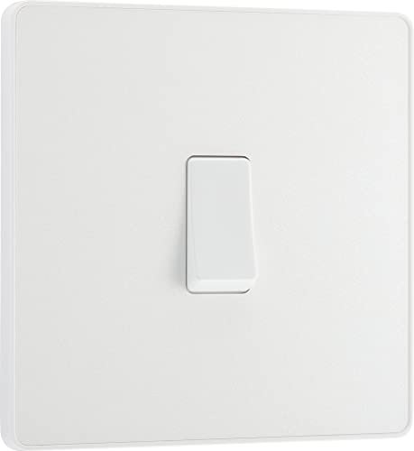 BG Electrical PCDCL12W Interrupteur mural simple, 2 voies, plaque avant sans vis, bords arrondis, Evolve, blanc nacré, 20 A, 16 AX,