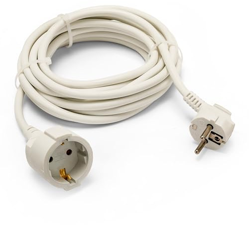 Prolunga elettrica standard Schuko, 3 metri, 16A, H05VV-F3G1.5MM2, GS Bianco