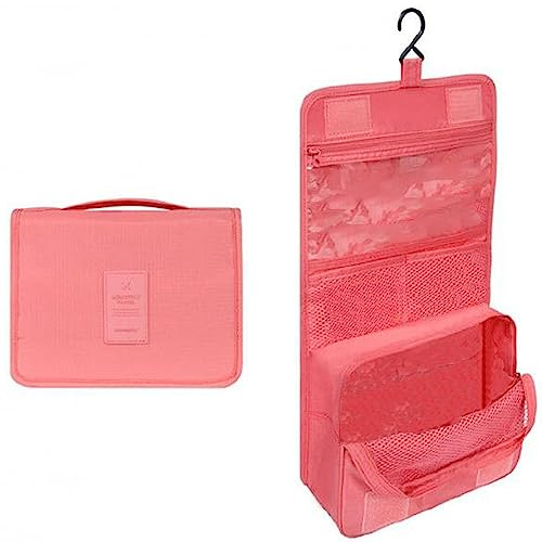 Travel Toiletry Bag, Hanging Toiletries Wash Bag Makeup Cosmetic Organizer Bags for Women Girls Kids Waterproof Foldable (Watermelon Red)