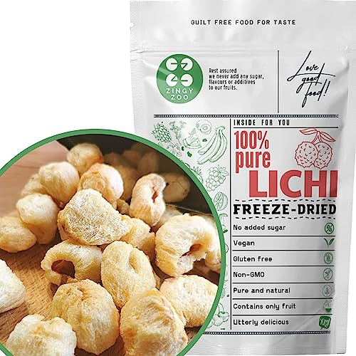 Litchi Liofilizzati | 100% Naturalmente Litchi Frutta Secca Frutta Liofilizzata | Frutti di Bosco Disidratati Frutta Disidratata | Gluten Free Litchi Tropicale Freeze Dried Fruit | ZingyZoo