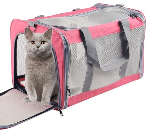 Atvobiy Cat Dog Carrier for Small Medium Cats Pet Carrier for Large and Medium Cats Puppies Portable Cat Carrier Soft Pet Carrier for Cats Cat Bag Carrier Airline Approved Cat Carrier(Large, Pink)