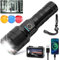 TECBOTT 900000 Linternas Led De Alto LúMenes Linterna Led Recargable 3 Modos Zoomable Carga RáPida Ipx6 Impermeable Flash Linterna Potente Luz De Mano Para Acampar Al Aire Librey Regalo Negro