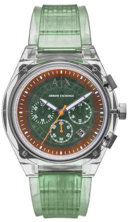 Armani Exchange Watch for Men, Quartz Chronograph Movement and 44mm Case Size with Polyurethane Strap