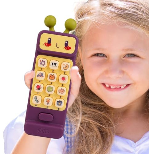 Veeteah -Handy-Spielzeug - Spielzeugtelefon für er,Lernendes pädagogisches Spielzeugtelefon für Kinder mit Lichtern und Musik, Handyspielzeug mit leichter Musik, Handyspielzeug für und Mädchen
