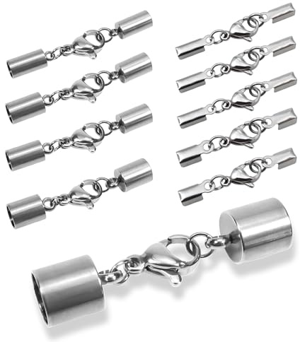 TOAOB 10 Pezzi Chiusure per Braccialetti Kit di Chiusure a Moschettone in Acciaio Inox Aragosta Fermagli per Collane Creazione di Gioielli Bigiotteria Fai Da Te 2mm 3mm 4mm 6mm