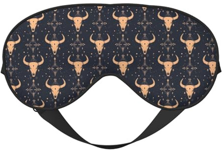 Máscara de sueño para los ojos para hombres y mujeres – Máscara de sueño vintage con diseño de calavera de oveja azul con hebilla ajustable, máscara de sueño opaca, cómoda máscara de sueño
