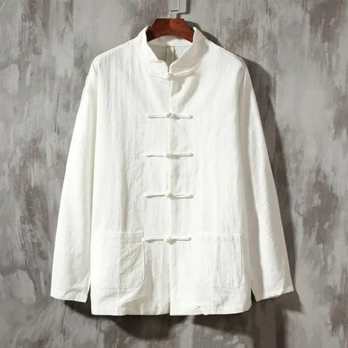 Costume traditionnel Tang pour homme Veste de Tai Chi confortable pour diverses occasions (M Blanc)