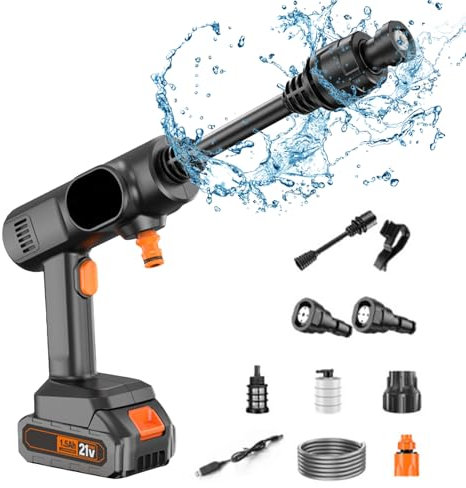 Hidrolimpiadora Sin Cable - Lavadora a Presión Alta,Accesorio Limpiador Portátil De Mano para Limpieza Exterior De Casa Coche Patio Entrada Terraza