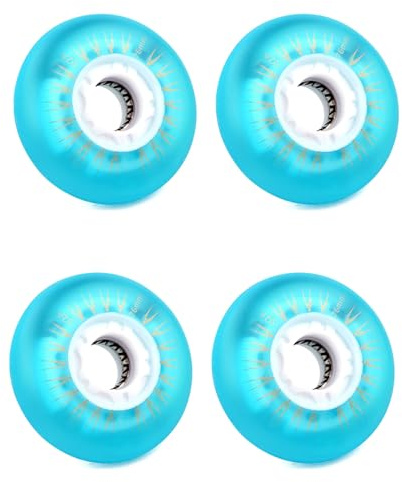 JCXYL EV 4-pack Hjul för Inlines med Lysande Blixt, 72 mm, 76 mm, 80 mm, LED PU-blixt, Ersättningshjul för Sliding Skates,Blue,76mm