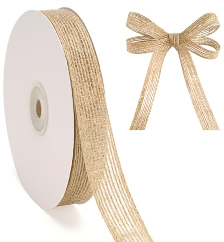 G2PLUS 20 Yardas Cinta Navideña:20mm Cinta de Yute Natural,Cintas Regalo ideal para Navidad,Bodas,Pascua,Decoración de Regalos y Manualidades