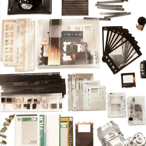Vxcvzv 94pcs Vintage Filmstrip Sticker, Scrapbooking Kit, Waterproof Journal Stickers for DIY Art Crafts Journaling Accessories