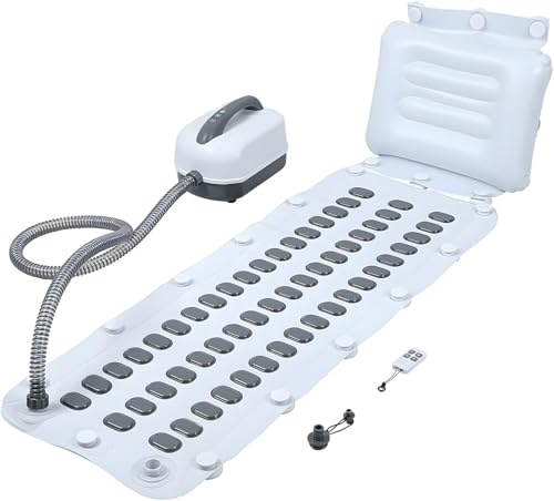 Portable Spa Bubble Bath Mat, Full Body Bubbling Non-Slip Bath Mat with Remote, Pillow & Electric Air Pump - Adjustable Bubble Settings for Bathtub Home Spa Relaxation (Normal Suction Cup)