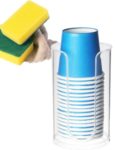 Cup Dispenser - Easy to Use, Paper Cup Holder, Bathroom Bowl Dispenser, Water and Paper Cup Holder, Pull Type Water Cooler Cup Storage for Hotel Supermarket Kitchen